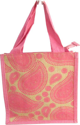 

Revinfashions rose jute bag Waterproof School Bag(rose with beige, 5 L)