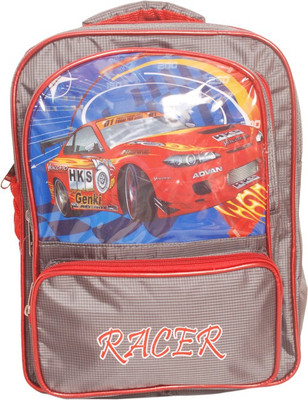 

ZEST Car Cartoon Printed Waterproof School Bag(Grey, 15 L)