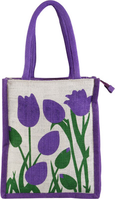 

FabSeasons Jute Lunch Bag School Bag(White, Purple, 10 L)