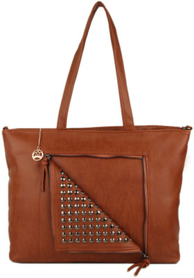 

Moedbuille Tan Polyurethane (PU) Tote Handbag School Bag(Tan, 10 inch)