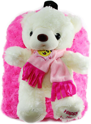 

Tickles Smart Muffler Teddy Bag School Bag(Pink, 4 L)