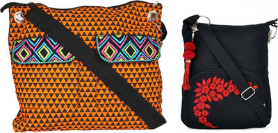 

Pick Pocket Combo of Metro quirky Cross body sling with Black Small Sling Bag School Bag(Brown, 5 inch)