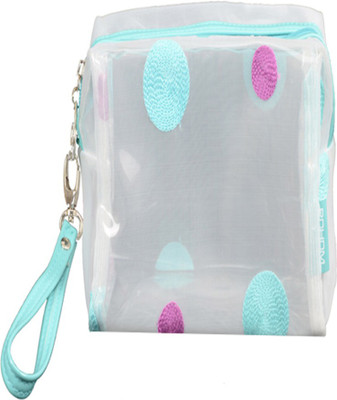 

Aliado VC transparent Zipper with green embroidery cosmetic bag/pouch Waterproof Multipurpose Bag(Blue, 1 L)