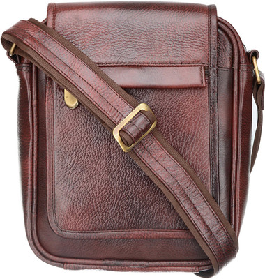 

MASKINO Stylish Genuine Leather Brown Laptop Briefcase by Maskino Leathers (SB003) Waterproof Shoulder Bag(Brown, 12 inch)