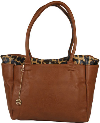 

Moedbuille Coffee Brown Letherette Tote Handbag [MBHB00021] School Bag(Brown, 12 inch)