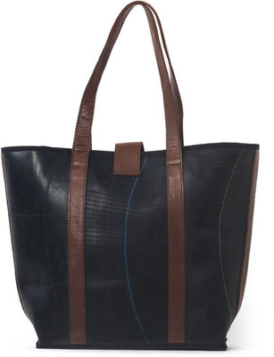

Swechha Swechha Upcycled Tyre Tube Tote Bag 16"x12"x4" School Bag(Black, 12 inch)