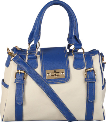 Satchel Satchel Twist Lock Tote Shoulder Bag(Blue, 6 inch)