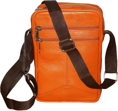 

Style 98 Men & Women Casual Tan Genuine Leather Sling Bag