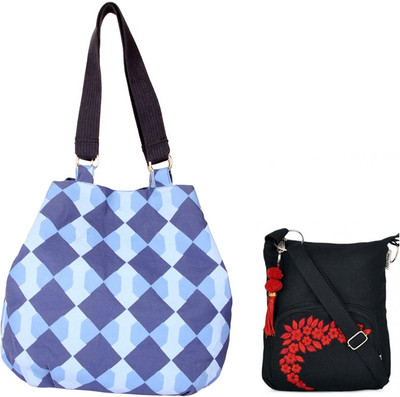 

Pick Pocket Combo of True Blue Denim Jholi with Black Small Sling Bag Messenger Bag(Blue, 5 inch)