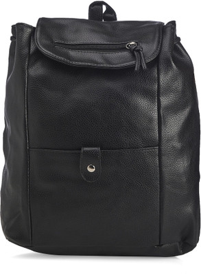 

Vero Couture Black Textured Three Pocket Backpack(Black, 15 L)