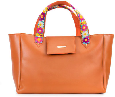 

Chumbak Floral Loops Tote Bag Shoulder Bag(Tan, 10 inch)