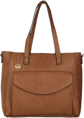 

Moedbuille Brown Polyurethane (PU) Tote Handbag Shoulder Bag(Brown, 14 inch)