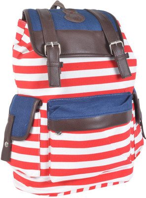 

Kleio Kleio Striped Printed Backpack Backpack(Red, 27 L)