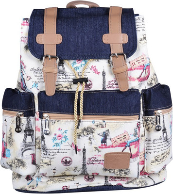 

WEBHIN Webhin Women And Girl's White Canvas Backpack, Casual Backpack WBBP101 Backpack(White, 22 L)