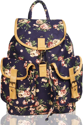 

White Flower WF0701Floralprintnavy School Bag(Navy, 17 L)