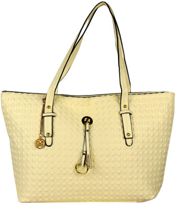 

Moedbuille Cream Letherette Tote Handbag [MBHB00015] Shoulder Bag(White, 11 inch)
