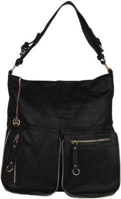 

Moedbuille Black Letherette Hobo Handbag [MBHB00004] Shoulder Bag(Black, 14 inch)