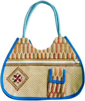 

CraftEra Dazzling Cream And Blue Color Border Jute Shoulder Handbag For Graceful Look Shoulder Bag(Blue, 20 inch)