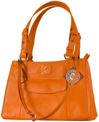 

eZeeBags Maya Collection YA824v1 Leather Handbags dark, tall & handsome. School Bag(Orange, 1 L)