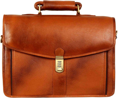 

Scharf Genuine Leather Shoulder Carrycase Portfolio Bag Messenger Bag(Tan, 15 L)