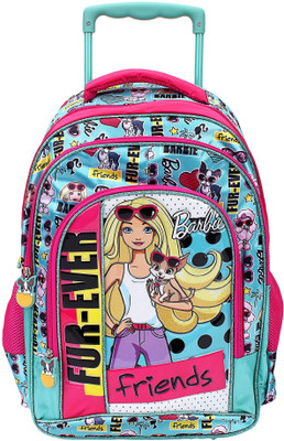 Barbie Furever Trolley School Bag(Blue, Pink, 16 inch)