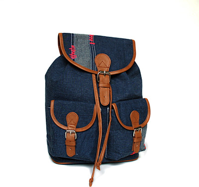 

Shaun Design Denim Patchwork Backpack(Blue, 6 L)
