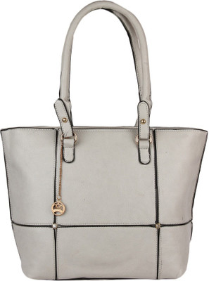 

Moedbuille Grey Letherette Tote Handbag [MBHB00030] School Bag(Grey, 11 inch)