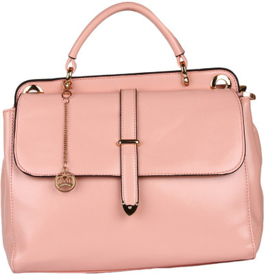 

Moedbuille Pink Letherette Satchel Handbag [MBHB00008] School Bag(Pink, 10 inch)