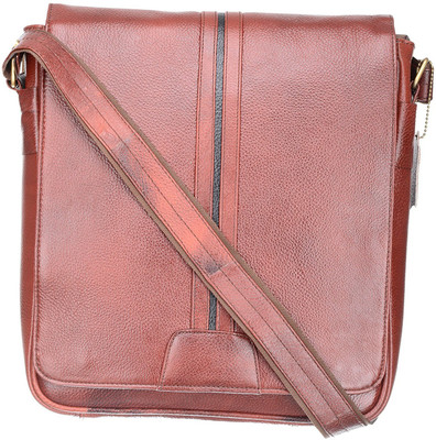 

MASKINO Sophisticated 100%Genuine Leather Brown Laptop slingbag (SB001) by Maskino Leathers Waterproof Shoulder Bag(Brown, 12 inch)
