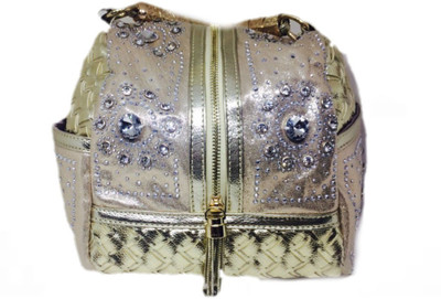 

Creative India Exports Luxury Crystal Gold PU Evening Bag With Rhinestones Shoulder Bag(Golden, 6 inch)
