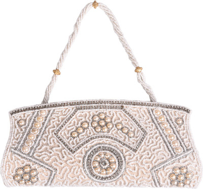 

Himalaya Handicraft Ladies Beaded Hand bag Multipurpose Bag(White, 5 inch)