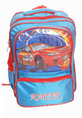 

ZEST Car Cartoon Printed Waterproof School Bag(Blue, 15 L)