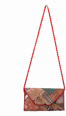 

Gomati Ethnic Jaipuri hand made Embroidered with Red Piping Womens Hand Clutches -111 Sling Bag(Multicolor, 10 inch)
