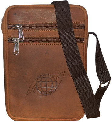 

Style 98 Men & Women Casual Tan Genuine Leather Sling Bag