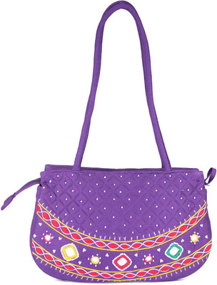 

Womens Cottage Purple Cotton Patch Work Round Purse School Bag(Multicolor, 5 inch)