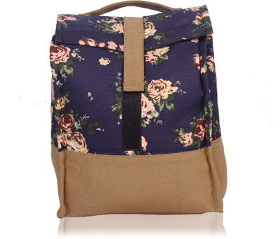 

White Flower Whiteflower Floral Print Canvas Lunch Bag (Navy) Waterproof Lunch Bag(Blue, 6 L)