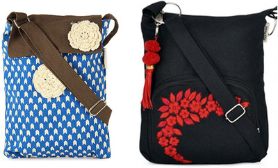 

Pick Pocket Combo of Awesome Blue and Brown Flap Sling with Black Small Sling Bag School Bag(Blue, 5 inch)