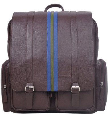 

JUSTANNED Side Pocket Men's Leather Backpack School Bag(Brown, 40)