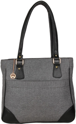 

Moedbuille Dark Grey Letherette Tote Handbag [MBHB00074] School Bag(Grey, 12 inch)