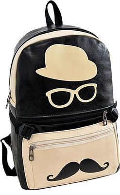 

FemNmas Women Moustache Leather Backpack Backpack(Multicolor, 12 inch)