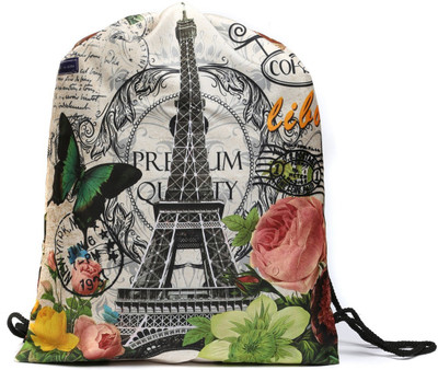 

Babyoodles Black Paris Drawstring Bag For Kids Backpack(Multicolor, 18 inch)
