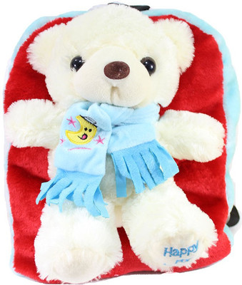 

Tickles Brilliant Muffler Teddy Bag School Bag(Red, 4 L)