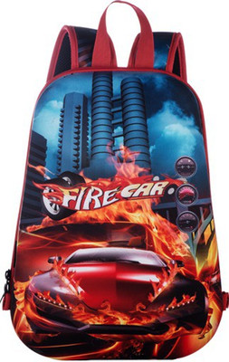 

T-Bags Fire Car For Boys Waterproof School Bag(Red, 15 inch)