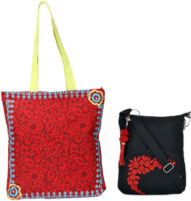 

Pick Pocket Combo of Margoon Green Tote with Black Small Sling bag School Bag(Black, 5 inch)