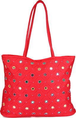 

Womens Cottage Red Cotton Full Patch Work Bag School Bag(Multicolor, 5 inch)