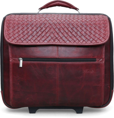 

Brune Woven Detail Strolley Cabin Luggage Bag Trolley(Maroon, 14 L)