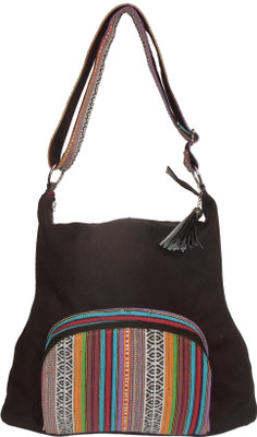 Spice Art Spice Art Black Canvas Handbag Shoulder Bag(Black, 16 inch)
