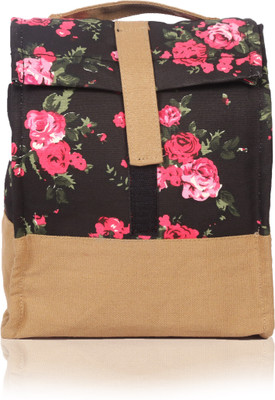 

White Flower Whiteflower Floral Print Canvas Lunch Bag (Black) Waterproof Lunch Bag(Black, 6 L)