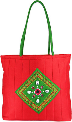 

Womens Cottage Red Cotton Kawadi Patch Work Bag School Bag(Multicolor, 5 inch)