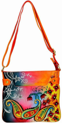 

Niyaro Moon Dance Bag Genuine Leather Hand Painted By Artists School Bag(Multicolor, 11 L)